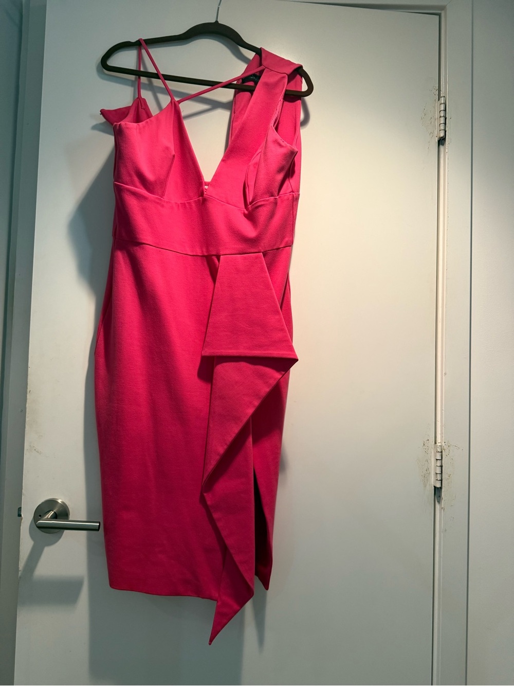 Lavish Alice Hot Pink One-Shoulder Asymmetric Cocktail Dress